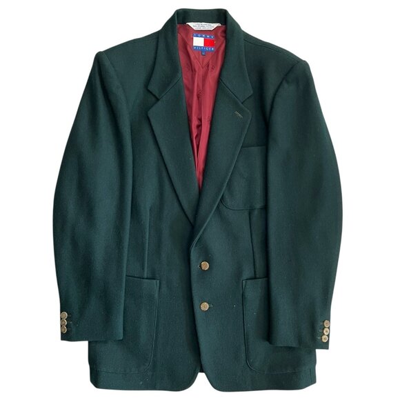 Vintage Tommy Hilfiger Wool Blend Single Breasted Blazer Green S Preppy Academia - Picture 3 of 12